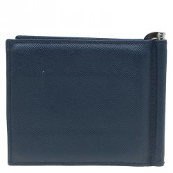 Prada Blue Leather Bi-Fold Wallet