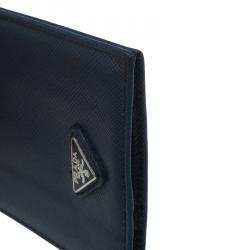 Prada Blue Leather Bi-Fold Wallet