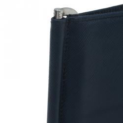Prada Blue Leather Bi-Fold Wallet