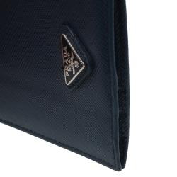 Prada Blue Leather Bi-Fold Wallet