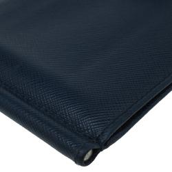 Prada Blue Leather Bi-Fold Wallet