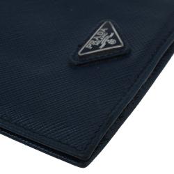 Prada Blue Leather Bi-Fold Wallet