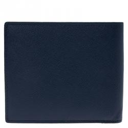 Prada Blue Saffiano Leather Bi Fold Wallet