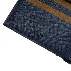 Prada Blue Saffiano Leather Bi Fold Wallet