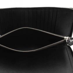 Prada Black Saffiano Leather Travel Zip Around Wallet