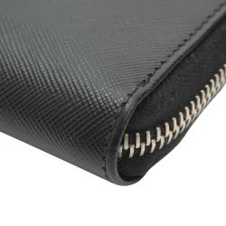 Prada Black Saffiano Leather Travel Zip Around Wallet
