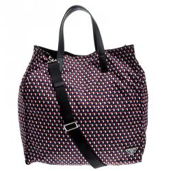Pre Owned Prada Multicolor Octagon Print Nylon Shopper Tote