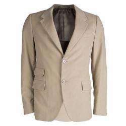 Prada Beige Velvet Notched Collar Regular Fit Blazer L