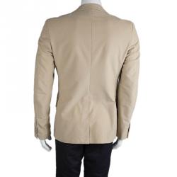 Prada Beige Velvet Notched Collar Regular Fit Blazer L