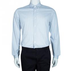 Pre Owned Prada Men's Pale Blue Striped Cotton Shirt M