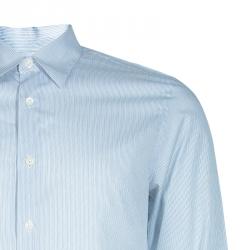 Pre Owned Prada Men's Pale Blue Striped Cotton Shirt M