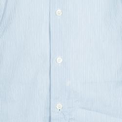 Pre Owned Prada Men's Pale Blue Striped Cotton Shirt M