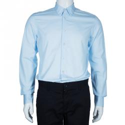 مملوكة مسبقًا Prada Men's Blue Cotton Shirt M