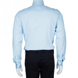 مملوكة مسبقًا Prada Men's Blue Cotton Shirt M