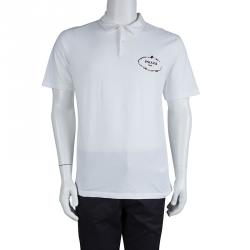 Prada White Cotton Jersey Polo T-Shirt XXXL