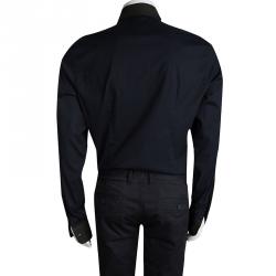 Prada Navy Blue Contrast Collar Button Front Shirt XL