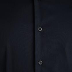 Prada Navy Blue Contrast Collar Button Front Shirt XL