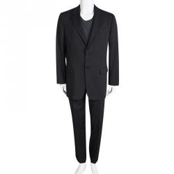 Prada Grey Wool Striped Regular Fit Suit XXL