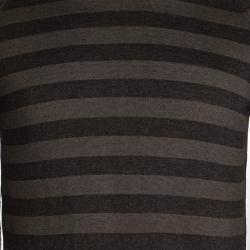 Prada Brown Striped Wool Crew Neck Sweater L