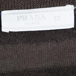 Prada Brown Striped Wool Crew Neck Sweater L