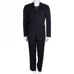 Prada Navy Blue Wool Regular Fit Suit M
