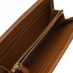مملوكة مسبقًا Prada Orange Saffiano Metal Oro Side-Zip Wallet
