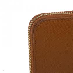 مملوكة مسبقًا Prada Orange Saffiano Metal Oro Side-Zip Wallet