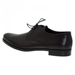 مملوكة مسبقًا حذاء أوكسفورد برادا جلد أسود برباط مقاس 45