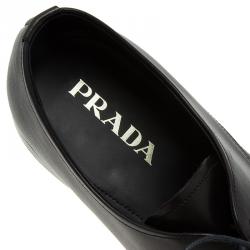 مملوكة مسبقًا حذاء أوكسفورد برادا جلد أسود برباط مقاس 45