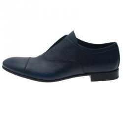 Prada Navy Blue Saffiano Laceless Oxfords Size 44