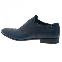 Prada Navy Blue Saffiano Laceless Oxfords Size 44