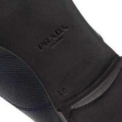 Prada Navy Blue Saffiano Laceless Oxfords Size 44