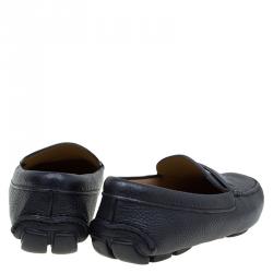 Pre Owned Prada Oxford Blue Leather Penny Loafers Size 44