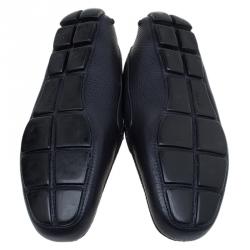 Pre Owned Prada Oxford Blue Leather Penny Loafers Size 44