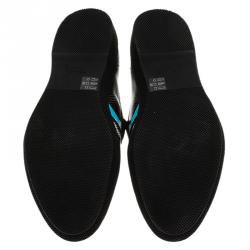 Prada Black Printed  Leather Runway Slip On Sneakers Size 44.5