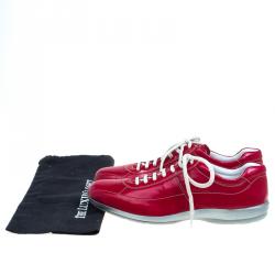 Prada Red Glazed Leather Sneakers Size 42