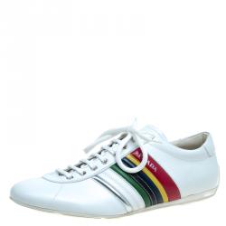 Prada White Multicolor Leather Sneakers Size 43.5