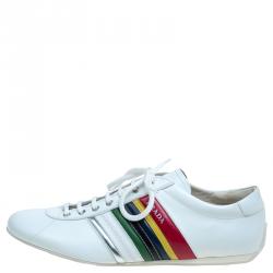 Prada White Multicolor Leather Sneakers Size 43.5