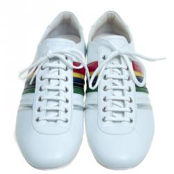 Prada White Multicolor Leather Sneakers Size 43.5