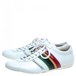 Prada White Multicolor Leather Sneakers Size 43.5