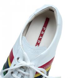 Prada White Multicolor Leather Sneakers Size 43.5