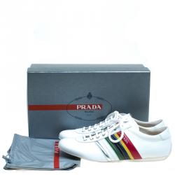 Prada White Multicolor Leather Sneakers Size 43.5