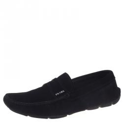 Prada Black Suede Penny Loafers Size 43