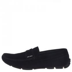 Prada Black Suede Penny Loafers Size 43