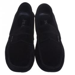 Prada Black Suede Penny Loafers Size 43