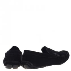 Prada Black Suede Penny Loafers Size 43