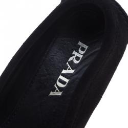 Prada Black Suede Penny Loafers Size 43