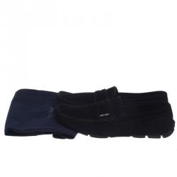Prada Black Suede Penny Loafers Size 43