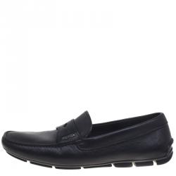Pre Owned Prada Black Leather Penny Loafers Size 43