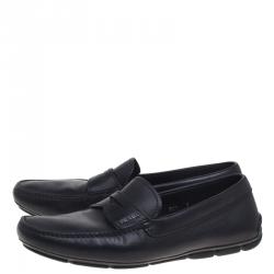 Pre Owned Prada Black Leather Penny Loafers Size 43